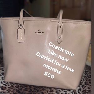 Beige/tan Coach Zip City Tote